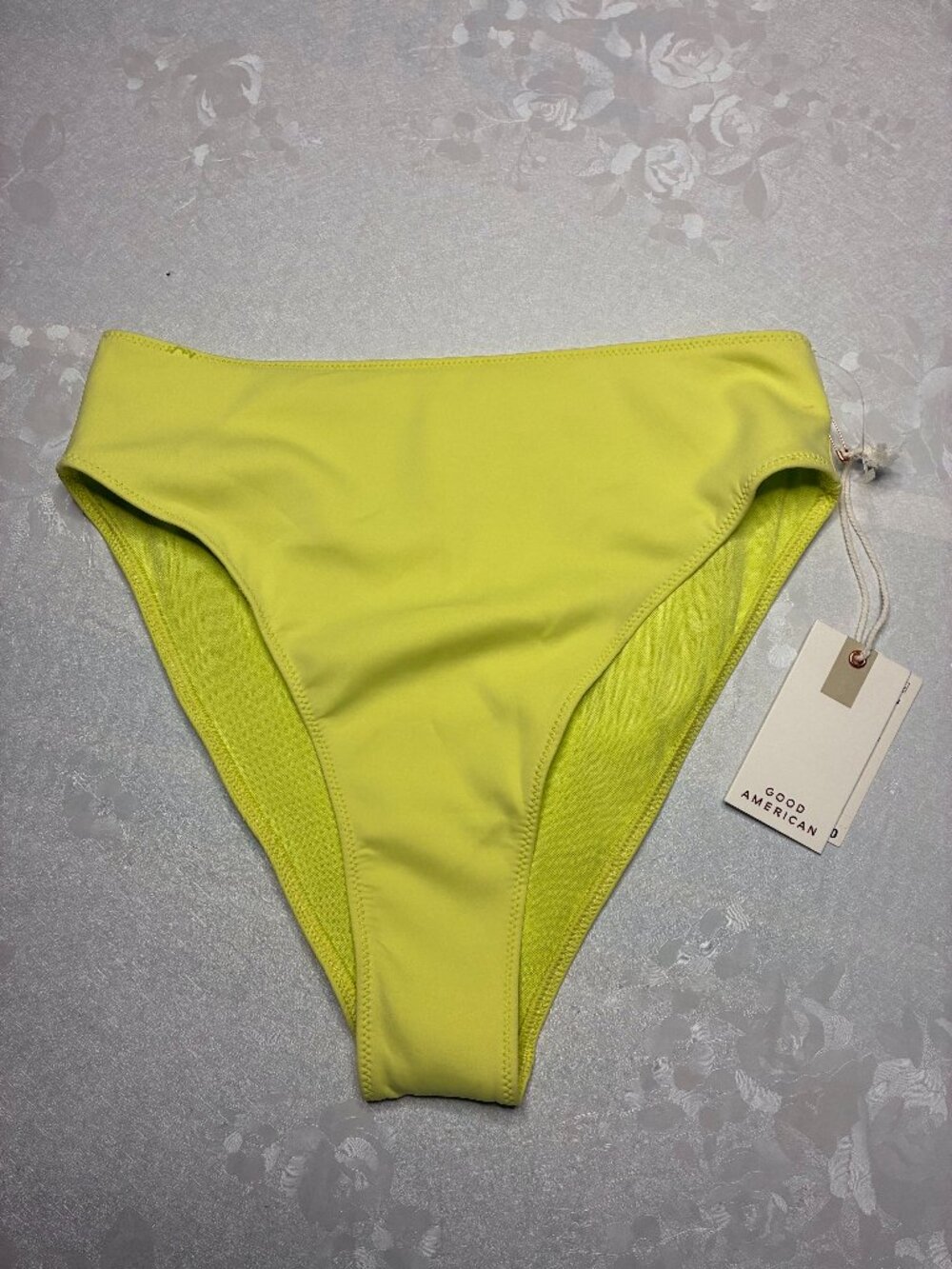 Good American High Waist Bikini Bottom Sz. 1 Neon Green Yellow